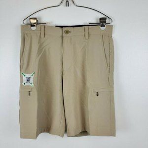 IZOD Golf Cargo Short Men 30 Khaki Straight Fit Swing Flex UPF 40 Moisture Wick
